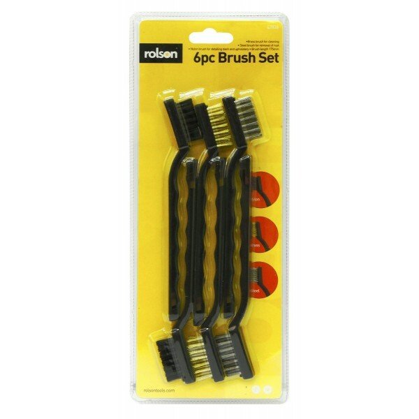 6x Small Mini Wire Brush Set Steel Copper Nylon For Cleaning Metal Rust Removal