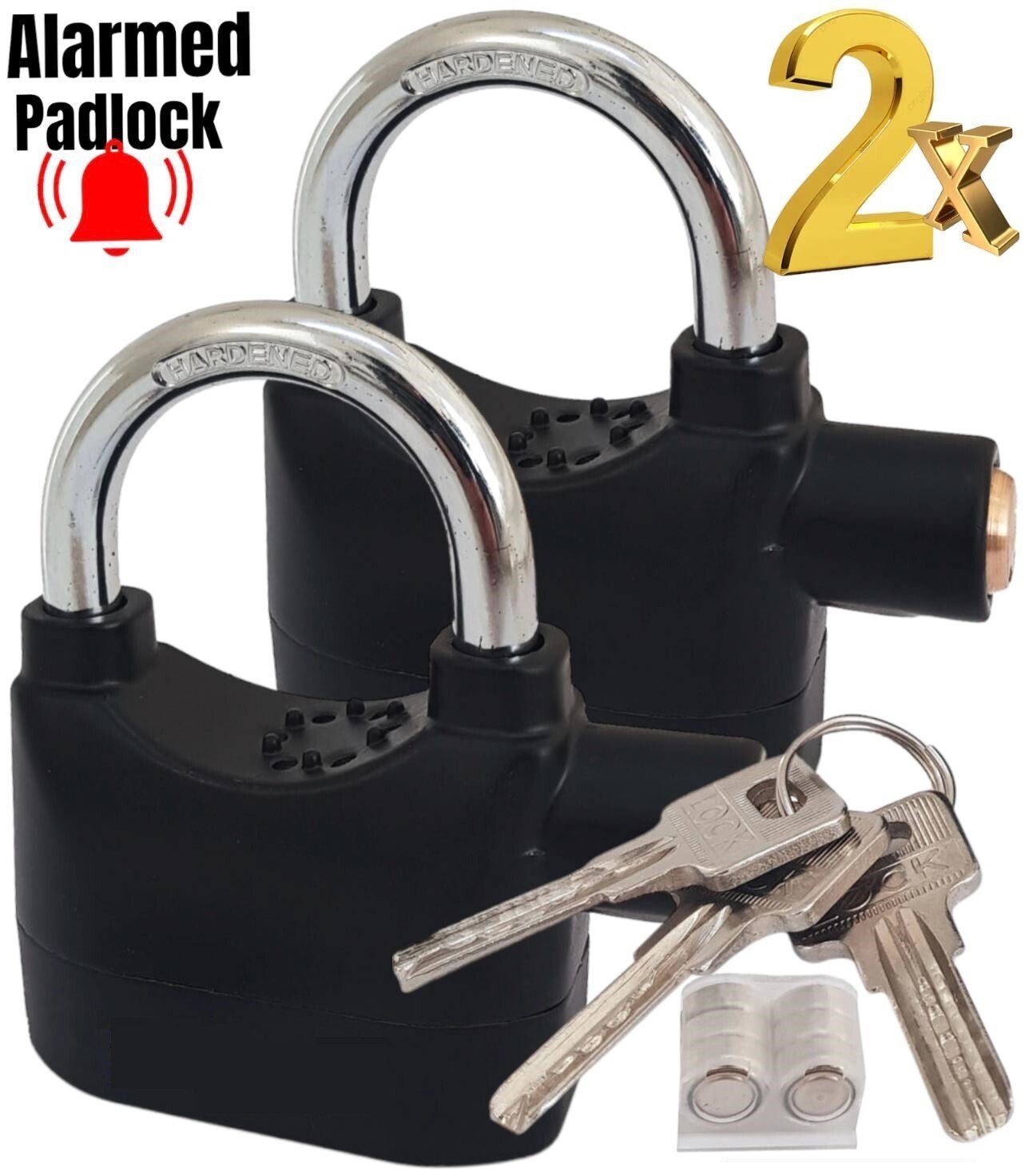 2x Motion Sensor Activated Siren Alarm Motorcycle Disc Lock Padlock Weatherproof