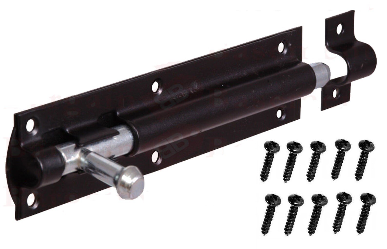 2x Heavy Duty Large Garden Gate Shed Sliding Door 4"Tower Bolt Black Latch Catch