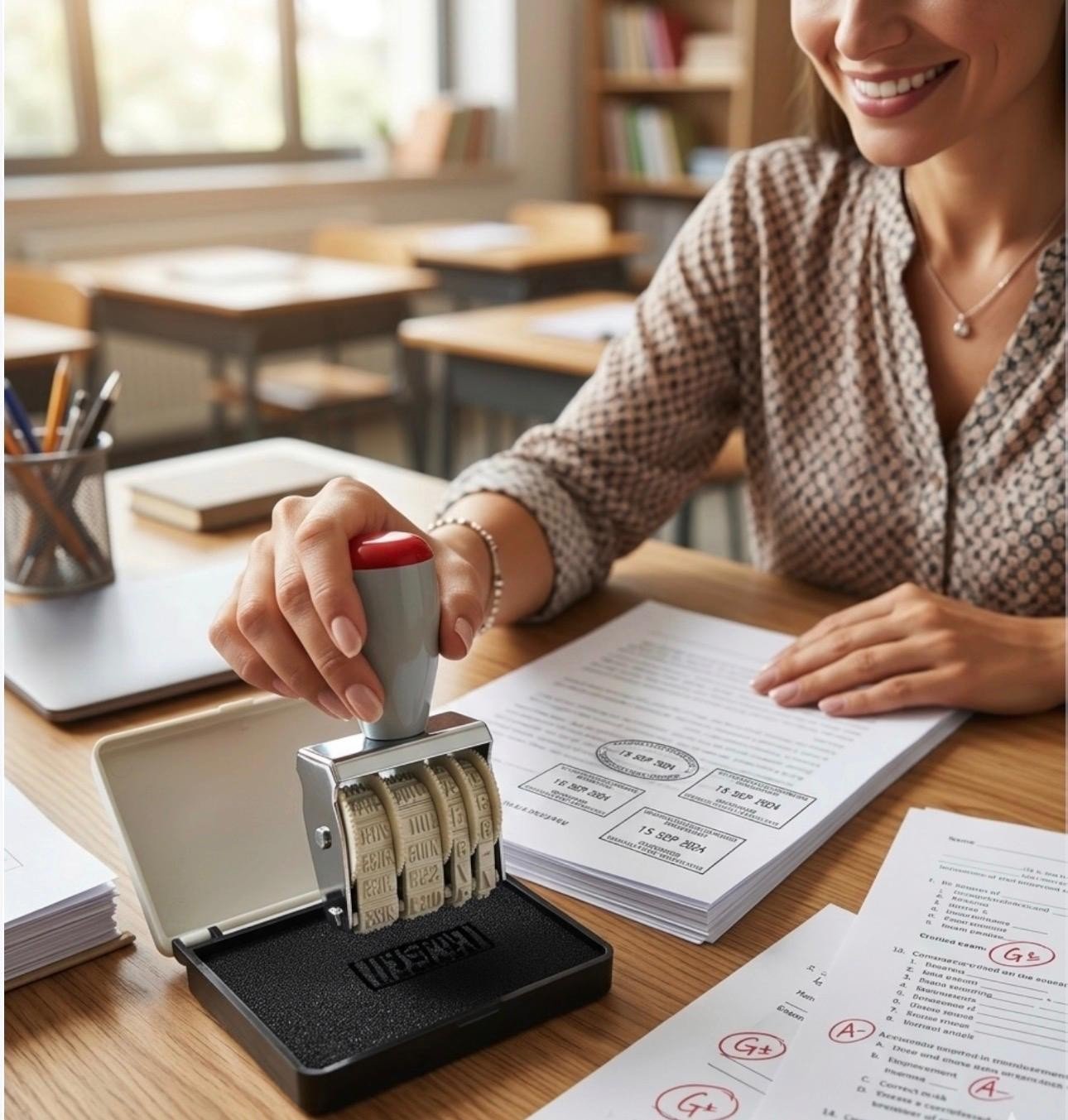 DATE STAMP AND BLACK INK PAD IDEAL STAMPING DATING FOR SCHOOL OFFICE HOME USE