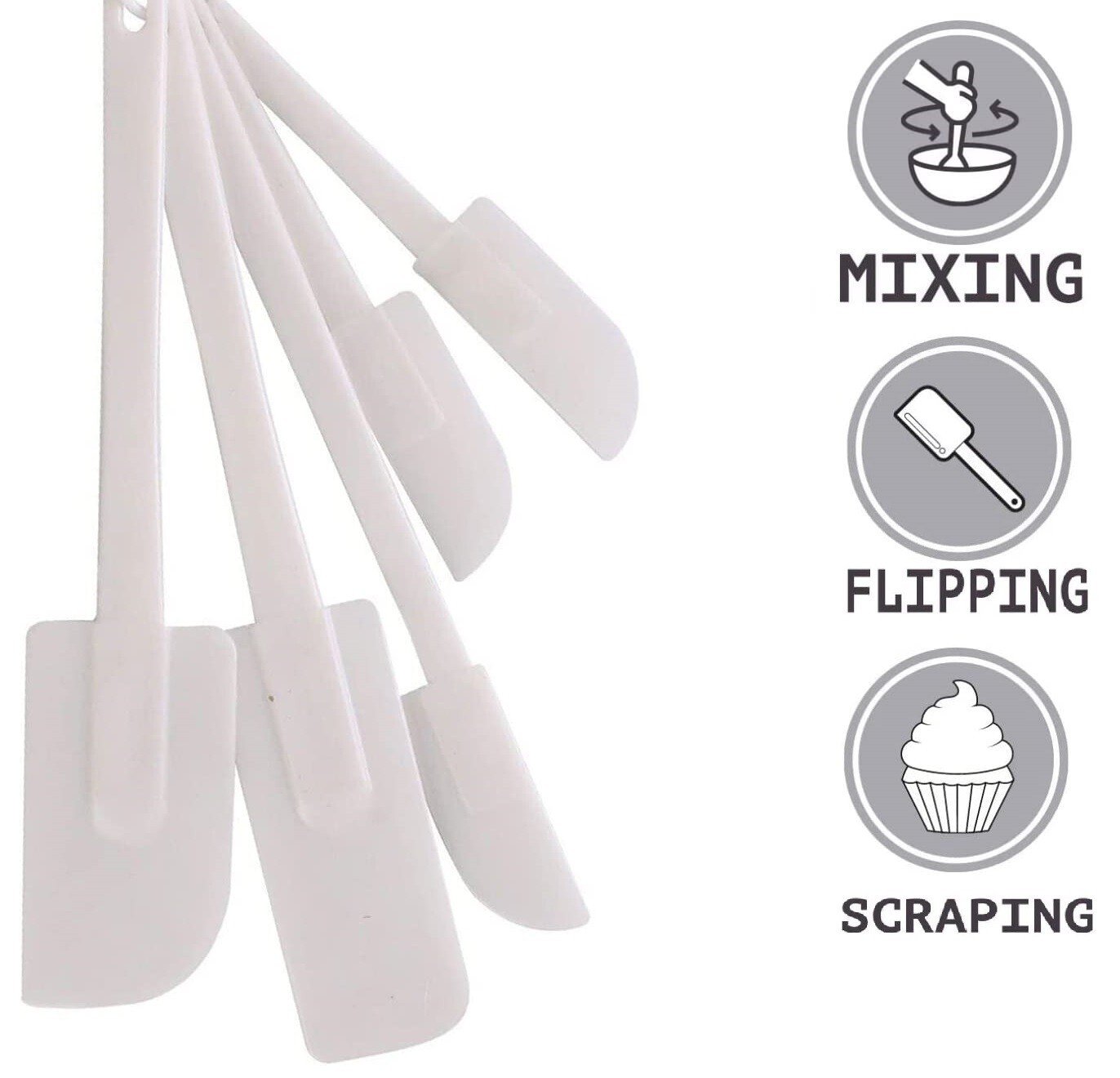 5Pcs Flexible Spatulas Cooking Baking Mixing Icing Bowl Scraper Kitchen Utensil