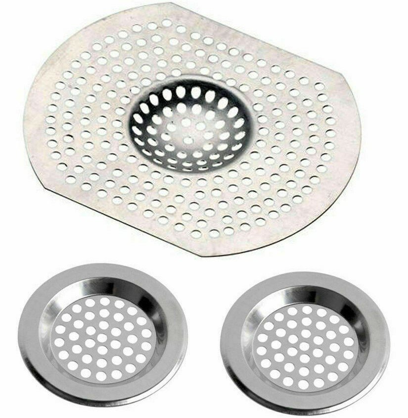 3 X STAINLESS STEEL SINK BATH PLUG HOLE STRAINER BASIN HAIR TRAP DRAINER COVER
