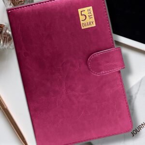 Five (5) Year Undated Diary Leather Look A5 Day Per Page Padded Magnetic Closure