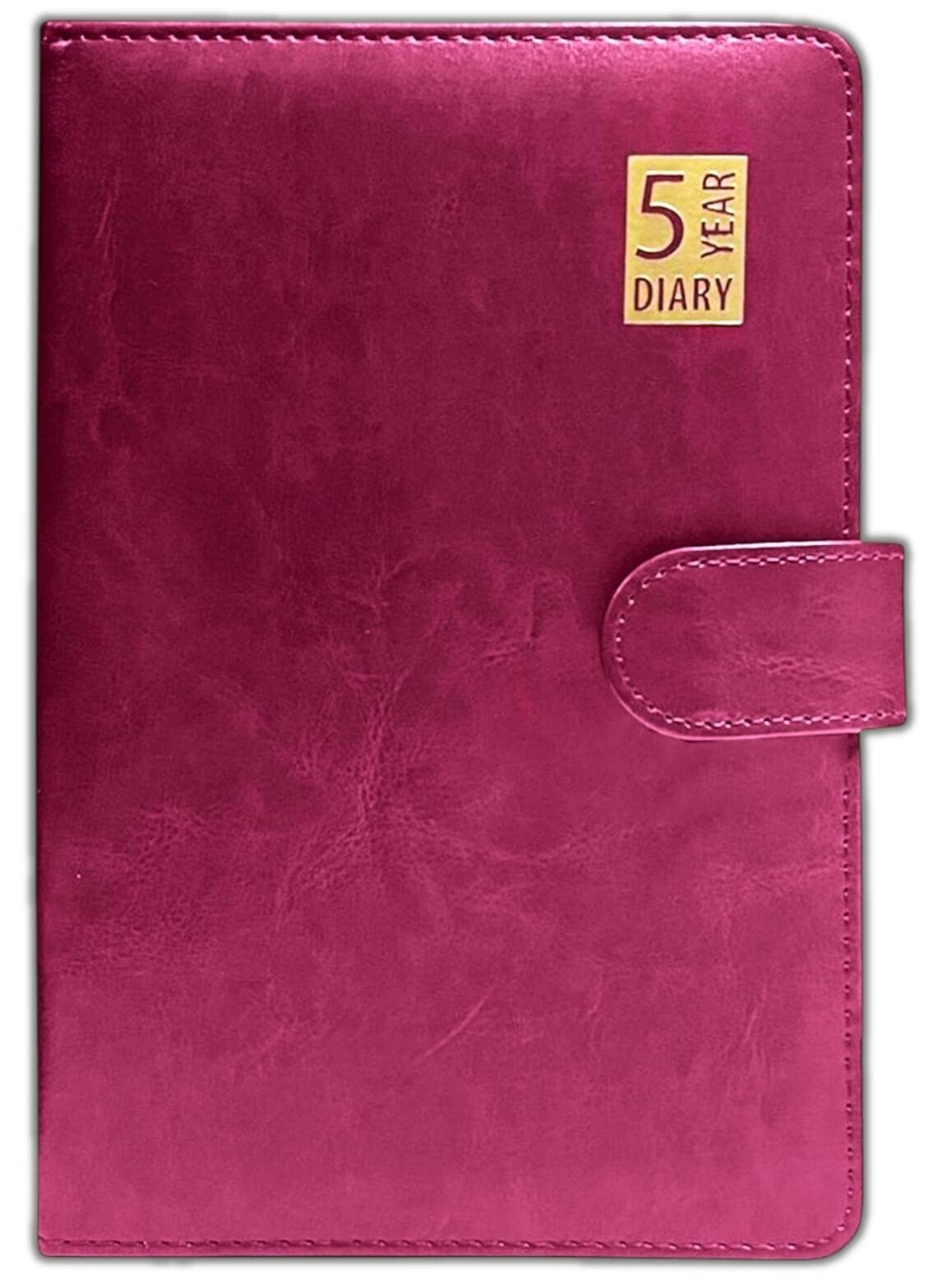 Five (5) Year Undated Diary Leather Look A5 Day Per Page Padded Magnetic Closure