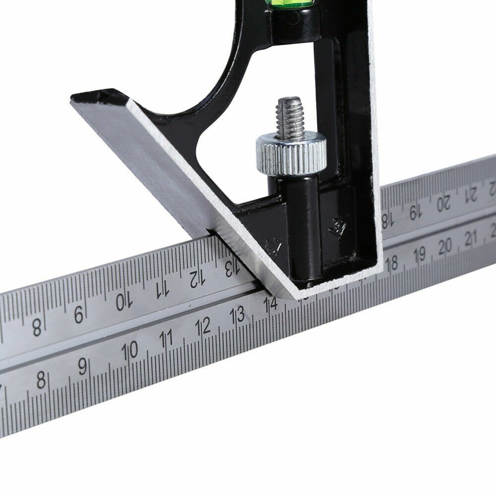 300mm (12") Adjustable Engineers Combination Try Square Set Right Angle Ruler