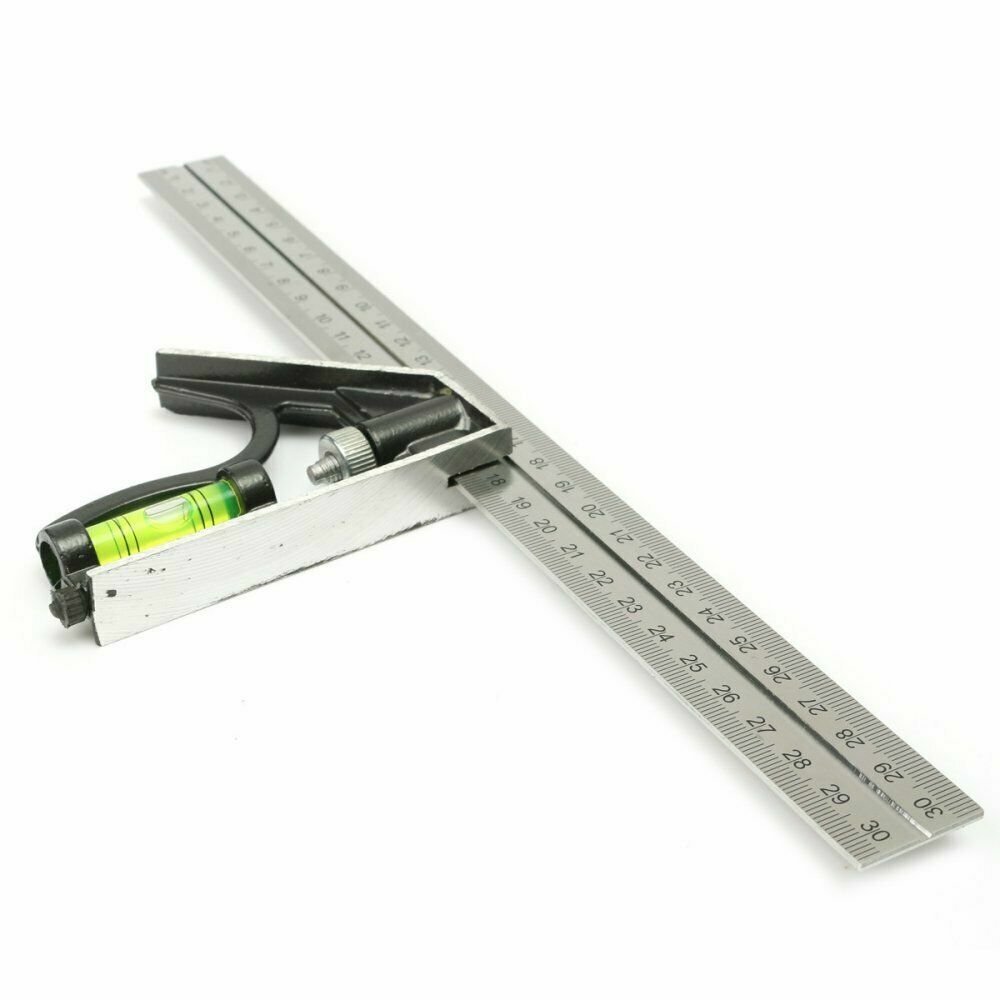 300mm (12") Adjustable Engineers Combination Try Square Set Right Angle Ruler