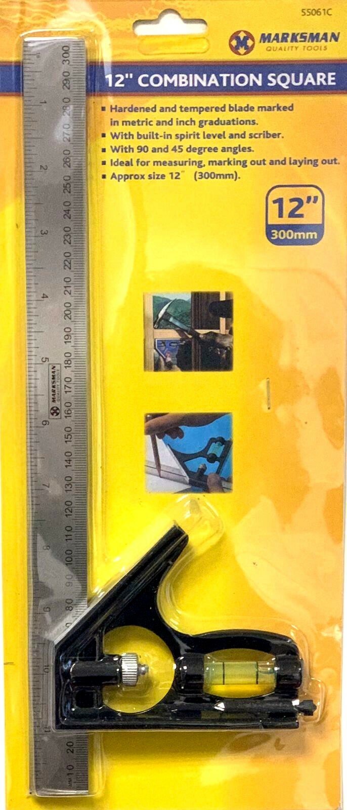 300mm (12") Adjustable Engineers Combination Try Square Set Right Angle Ruler