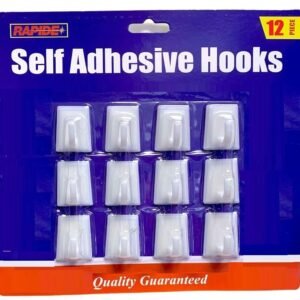 12 Pcs SUPER STICKY Self Adhesive Stick On Removable Hooks No Marks No Mess