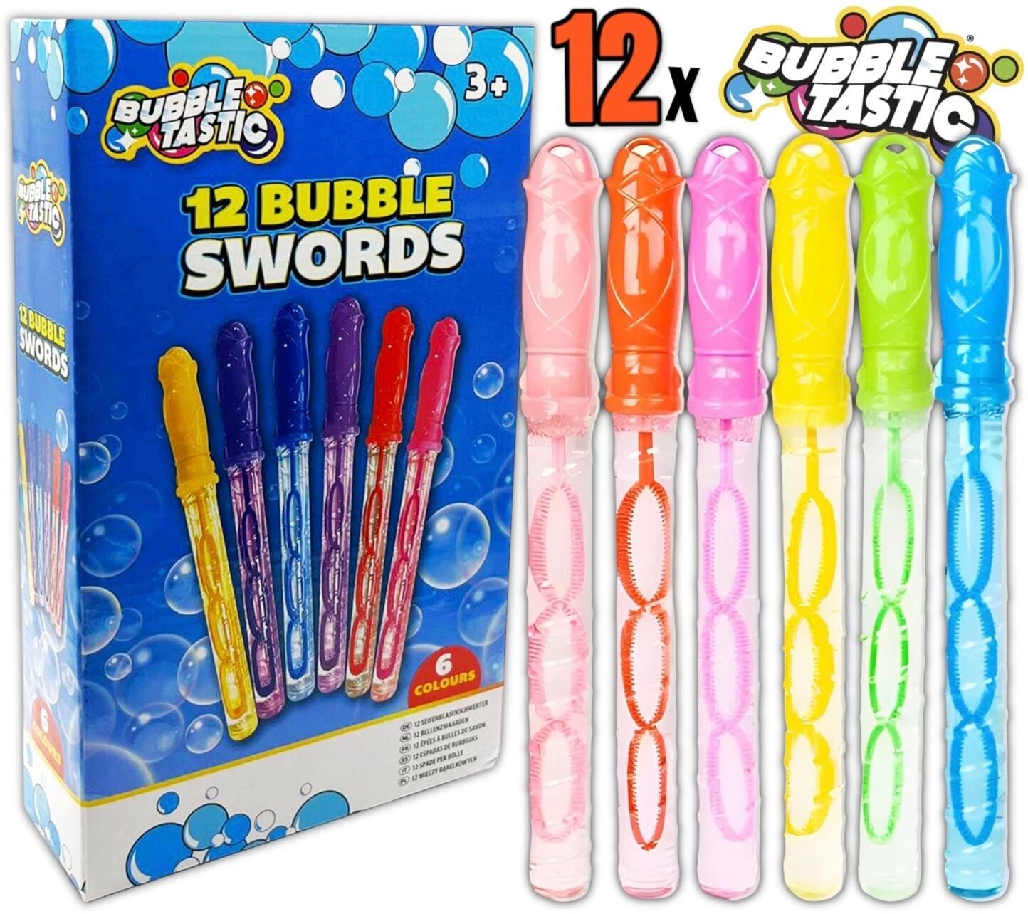 Pack of 12- Large Bubble Swords 25cm Wand Stick Maker Kids Outdoor Summer Toys