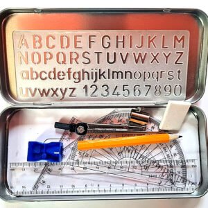 10 Pcs Maths Geometry Compass Set School Ruler Protector Square Tin Case Stencil