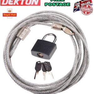 3M Steel Security BIKE CABLE PADLOCK Vinyl Coated Lock Door Secure Wire Tie Down