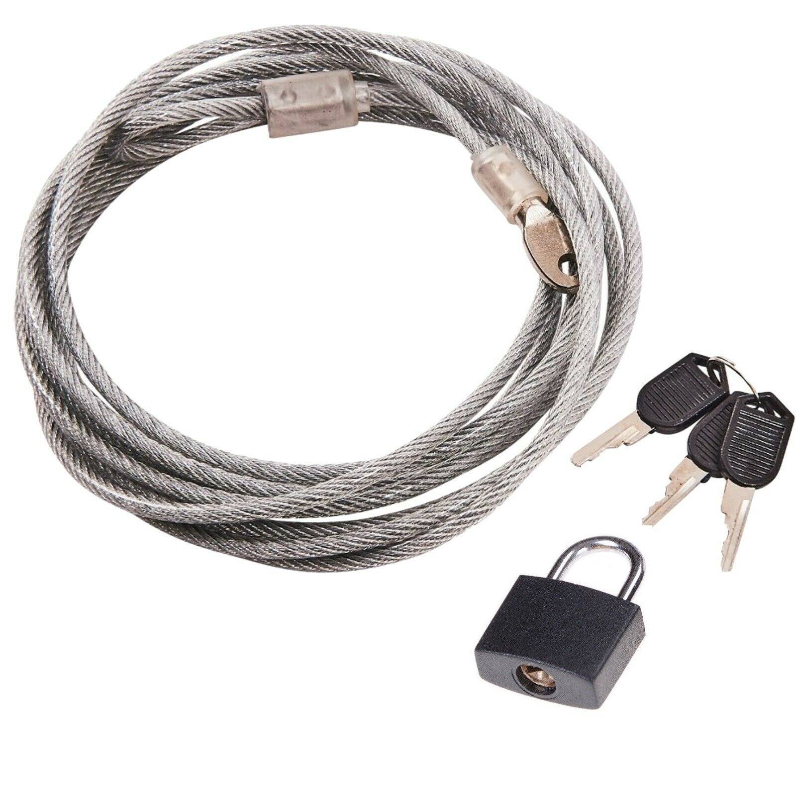 3M Steel Security BIKE CABLE PADLOCK Vinyl Coated Lock Door Secure Wire Tie Down