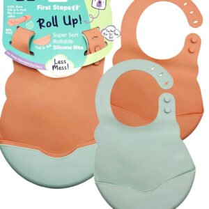 2Pcs Baby Bibs Dishwasher safe Comfortable Silicone Feeding Food Catcher weaning