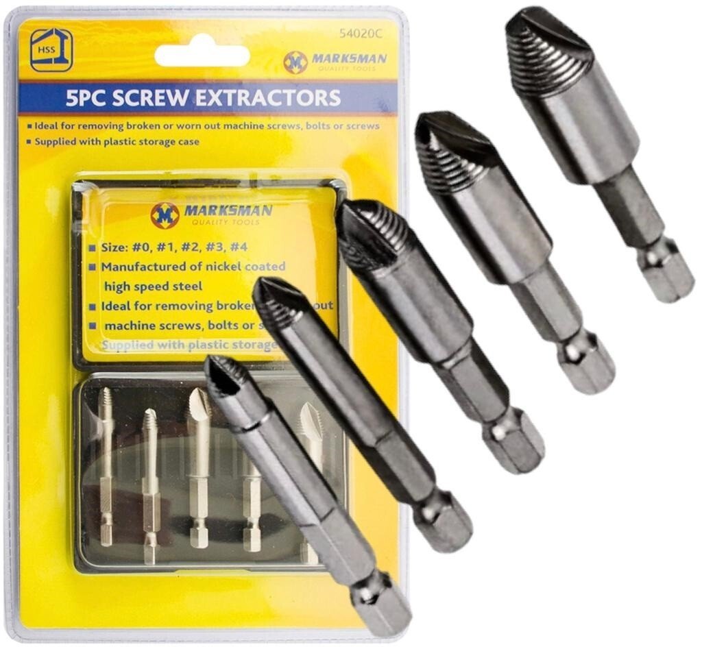 5Pc Screw Extractor Drill Bit Set Damaged Broken Bolts & Thread Remover