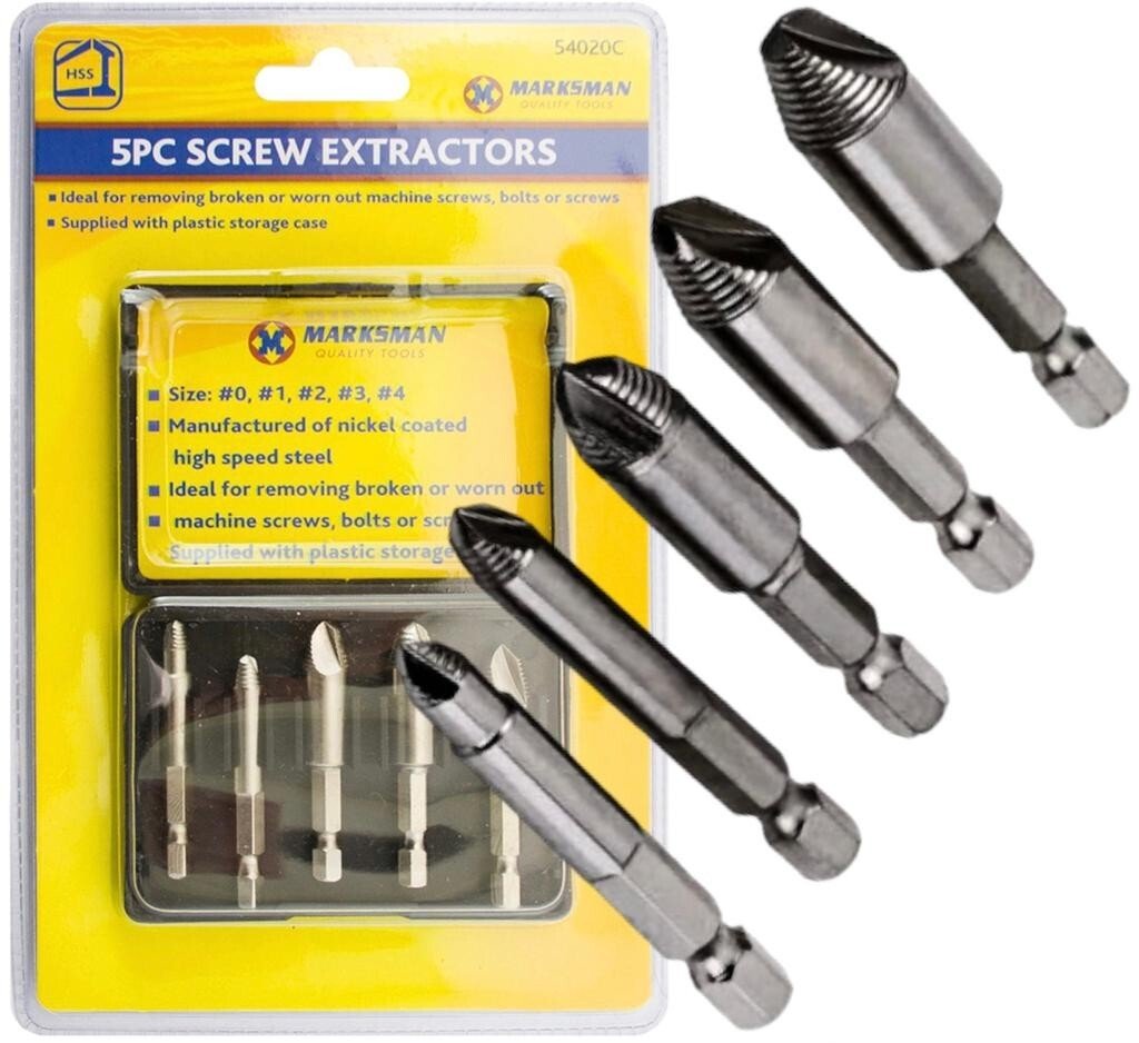 5Pc Screw Extractor Drill Bit Set Damaged Broken Bolts & Thread Remover