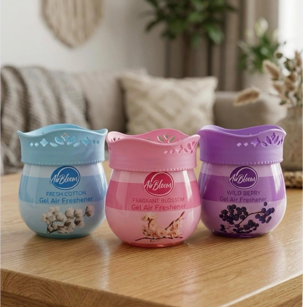 3 Pack Solid Gel Air Freshener Bathroom Home Room Deodoriser Scent Cupboard 250g