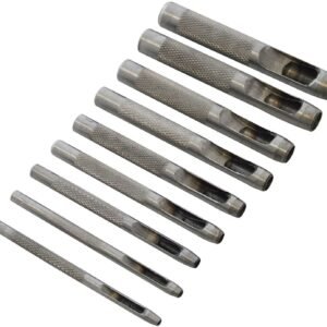 9pc HOLLOW HOLE PUNCH SET for LEATHER HOLE GASKET CARD PAPER BELT LOOP PLASTIC
