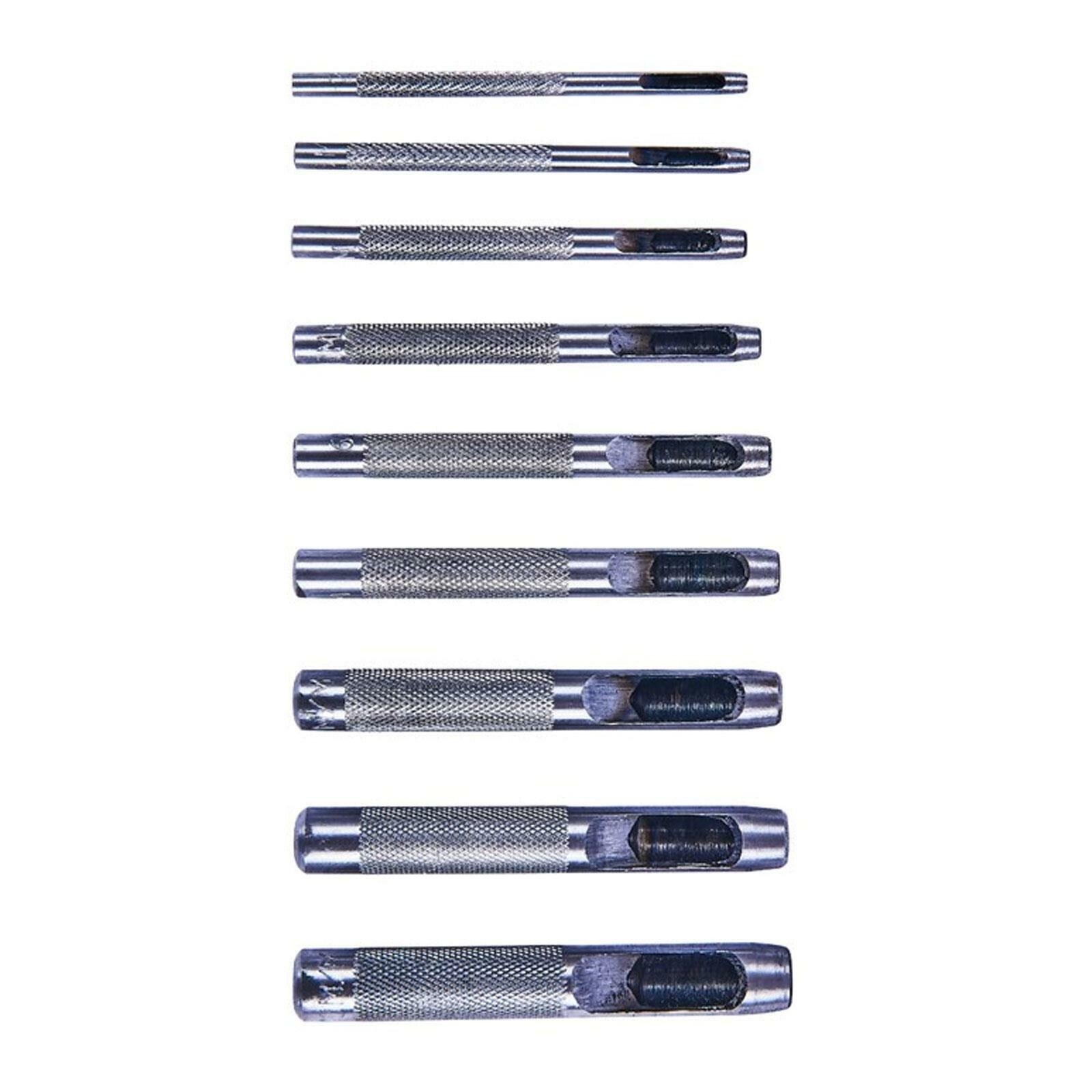 9pc HOLLOW HOLE PUNCH SET for LEATHER HOLE GASKET CARD PAPER BELT LOOP PLASTIC