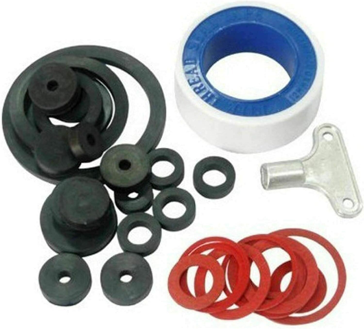 32 TAP LEAKS REPAIR KIT SINKS BATHS KITCHEN WASTE PIPE WASHER SEALS TAPE O RING