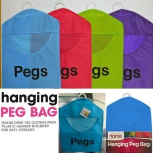 Hanging Fabric Peg Bag Clothes Line Laundry Washing Basket Storage Pouch Hanger