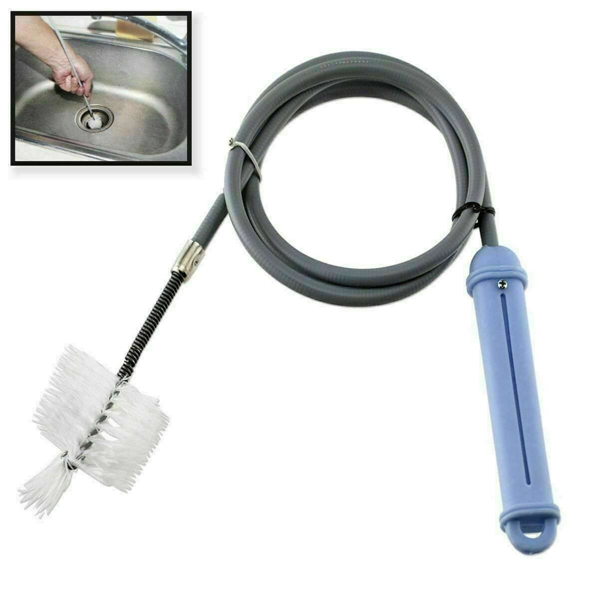 SINK DRAIN CLEANING BRUSH BENDABLE BATH SINK UNBLOCKER 1M LONG KITCHEN SNAKE NEW