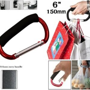 150mm/6″ JUMBO ALUMINIUM CARRYING HOOK SPRING LOADED SNAP LOCK CARABINER