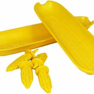 6 Piece Set Corn on the Cob Dishes Server Set – 2 Trays With 4 Skewers Holder