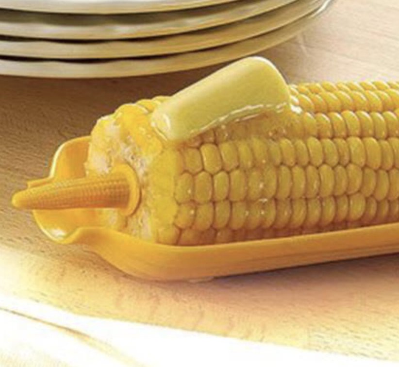 6 Piece Set Corn on the Cob Dishes Server Set - 2 Trays With 4 Skewers Holder