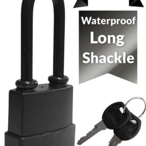 Heavy Duty Padlock Long Shackle 45mm Waterproof 2 keys Security Outdoor Shed UK