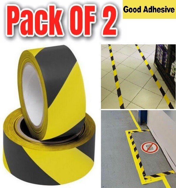 10M BLACK AND YELLOW PVC ROLL SELF ADHESIVE HAZARD SAFETY CAUTION WARNING TAPE