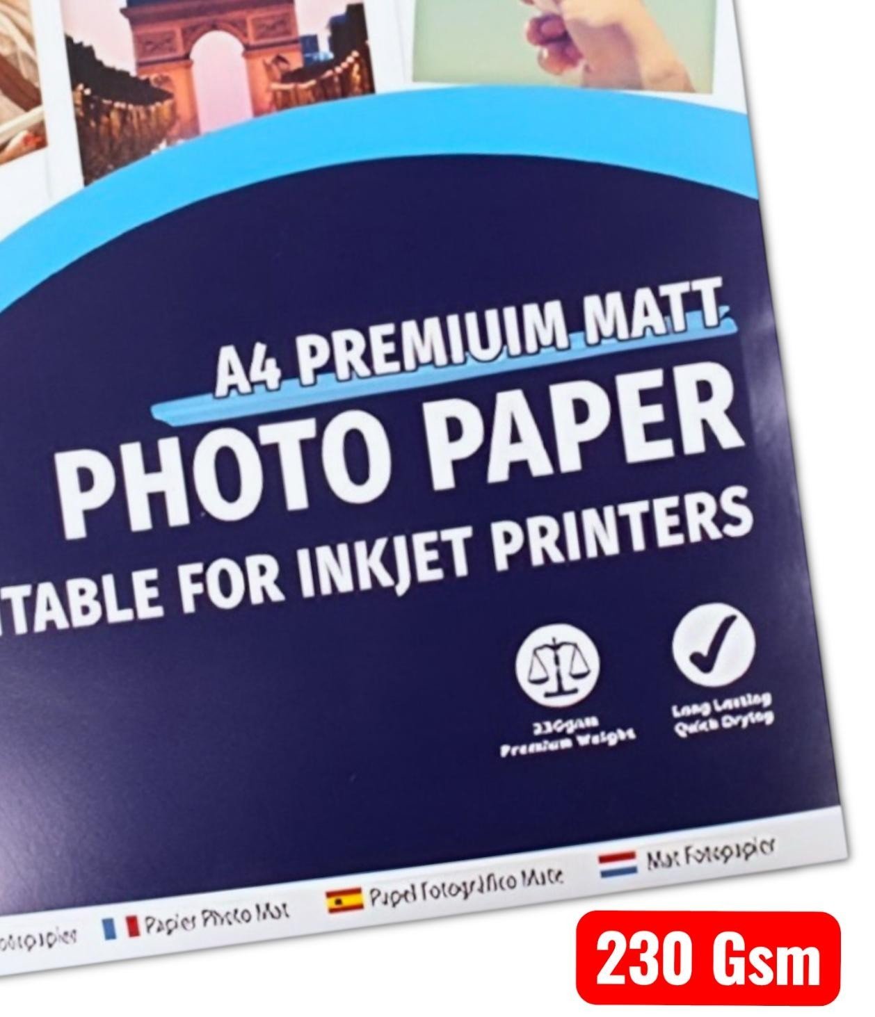 A4 Premium Matt Photo Paper 40 Sheets for Inkjet Printer Quick Drying 230GSM