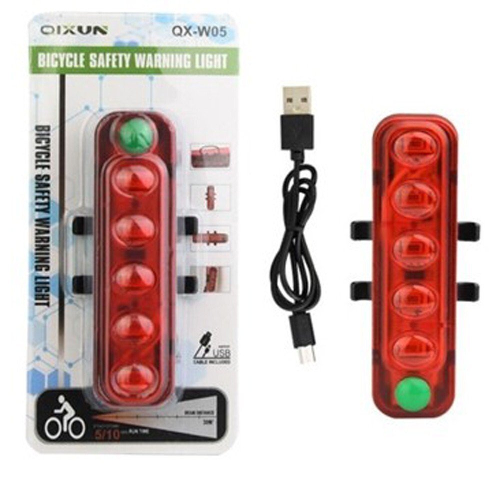 Bicycle Rear Red Light Back light Waterproof USB Rechargeable 5 LED Bike light