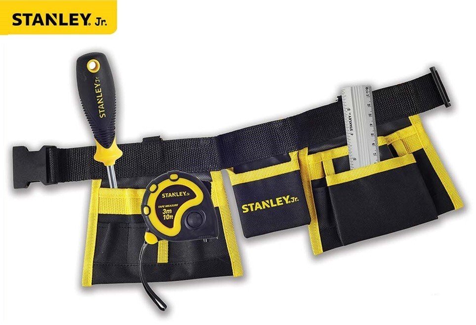 Stanley Jr.. Heavy Duty Tool Belt, Junior Kids Tools Multi Pockets Ages 5+