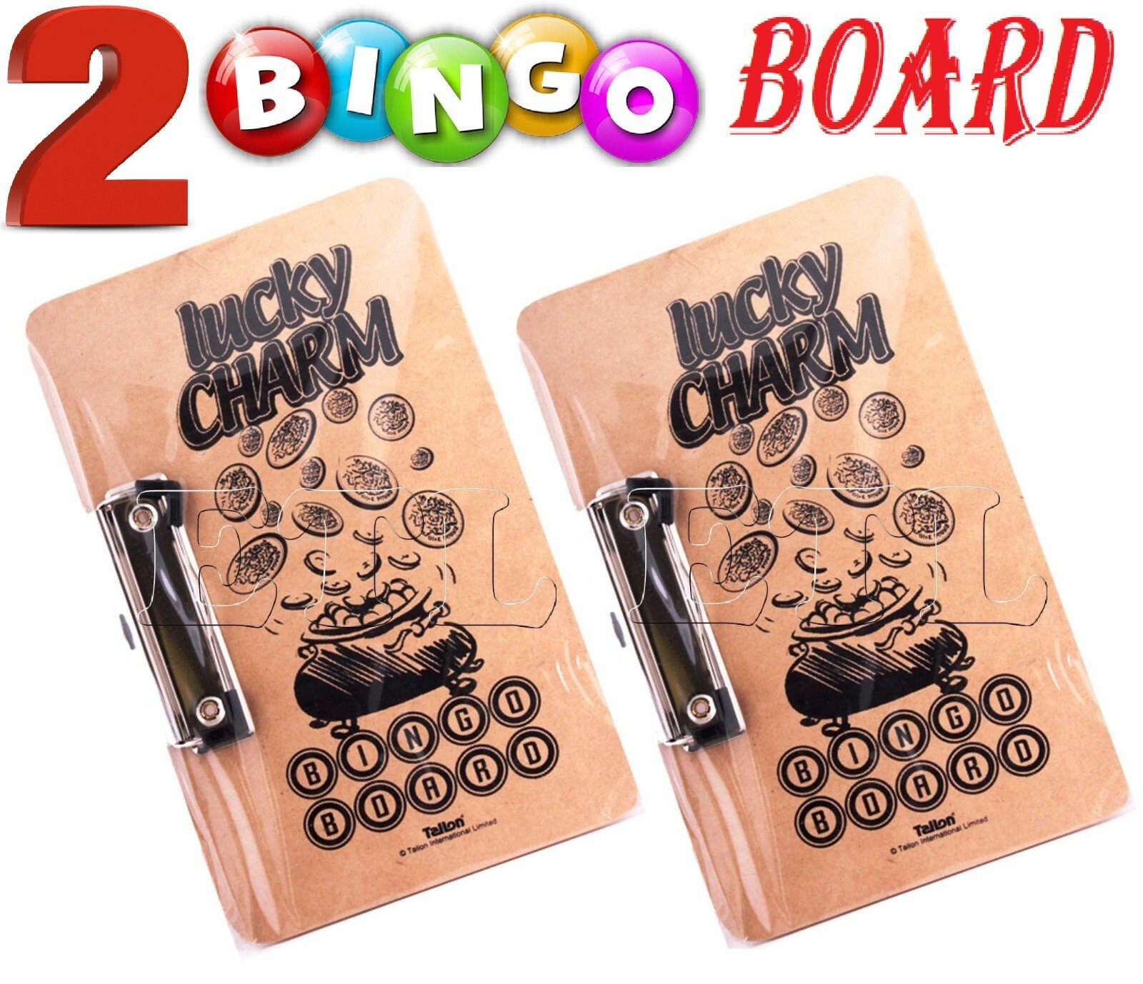 2 x LUCKY CHARM BINGO BOARD WITH CLIP - NEW