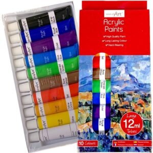 12 ML LARGER Tubes Acrylic Artists Paints Set -10 COLOURS-Larger Tubes Art Craft
