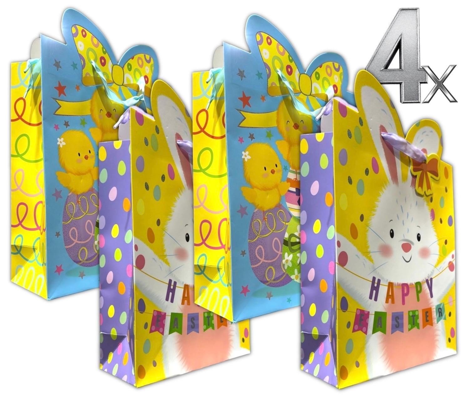 4 Pcs Large Easter Eggs Luxury Present Gift Bags Easter Chick Gift Bag with Tag