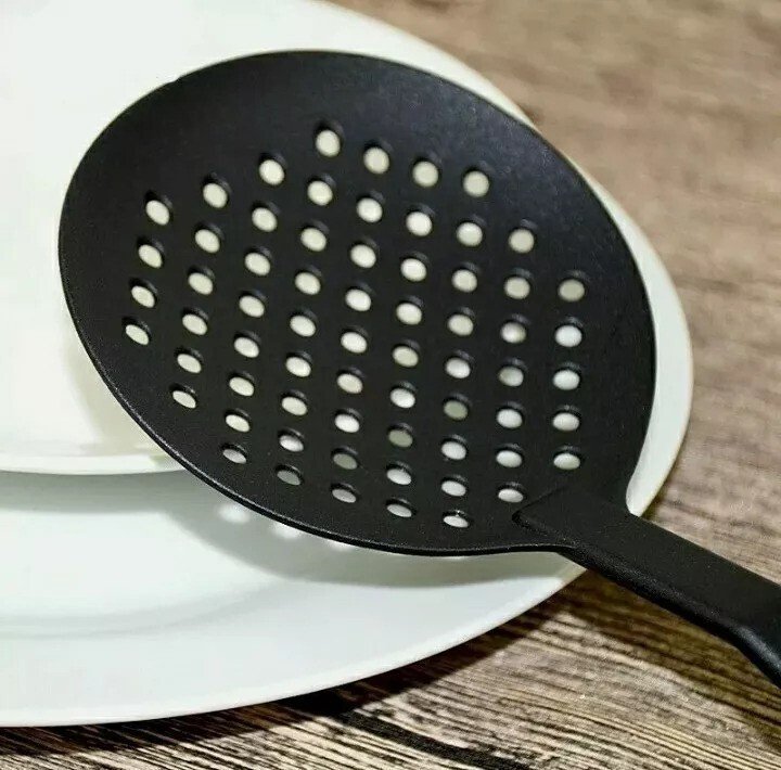 Black Professional Skimmer Slotted Nylon Spoon Cooking Utensils Kitchen Tool