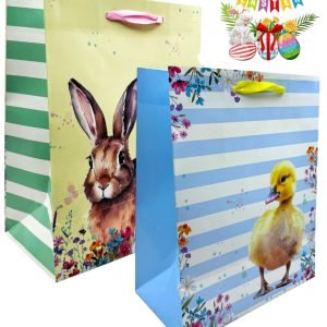 4 x Large Easter Eggs Luxury Present Gift Bags Easter Egg Gift Bag with Tag