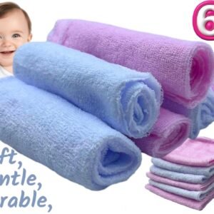 Pack Of 6 Soft Gentle Baby Face Wash Cloths Towel Flannel Machine Wash 0 Months+