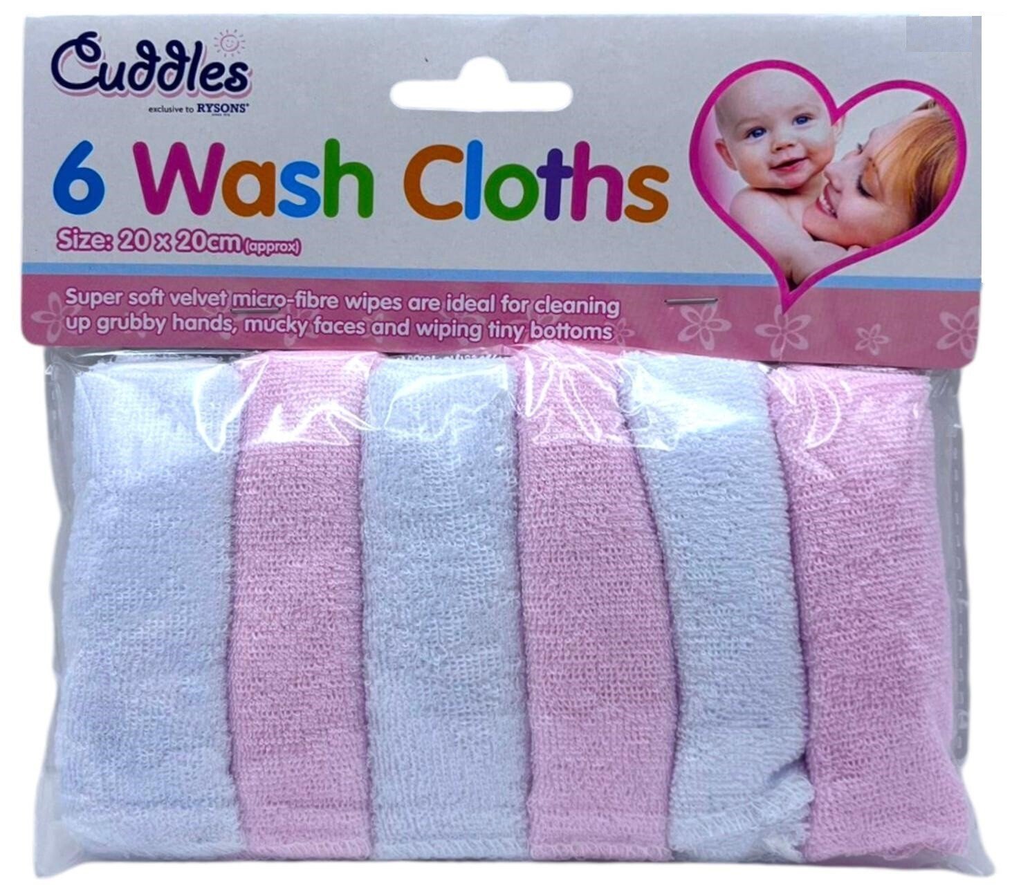 Pack Of 6 Soft Gentle Baby Face Wash Cloths Towel Flannel Machine Wash 0 Months+