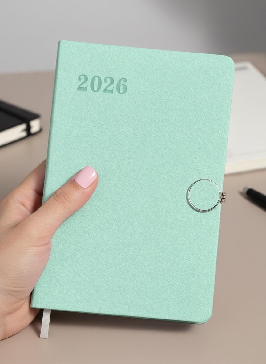 2026 Diary A5 Day to Page Full Year Planner Luxury PU Soft Cover Buckle Closure