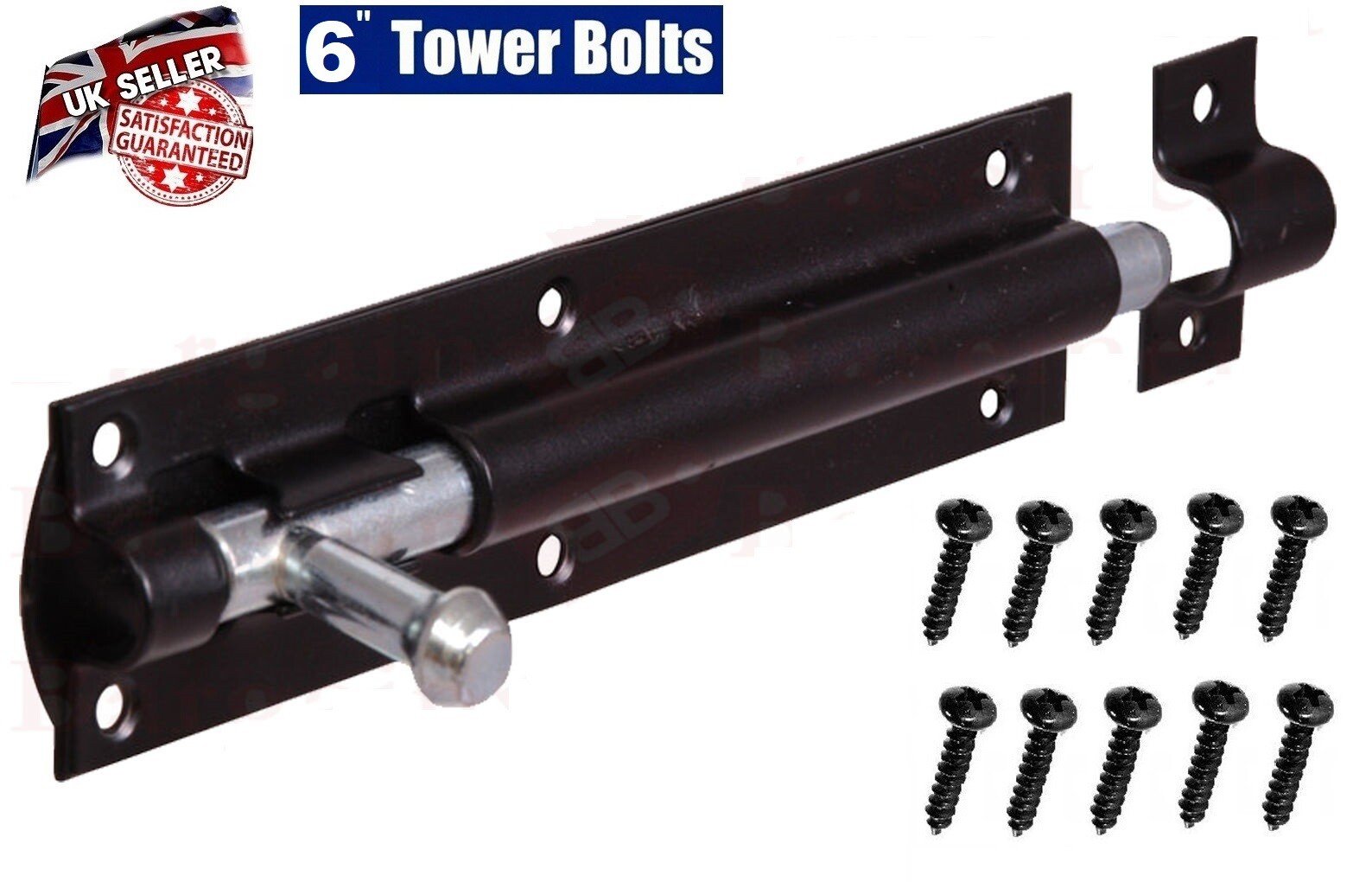 Heavy Duty Large Garden Gate Shed Sliding Door 6" Tower Bolt Black Latch Catch