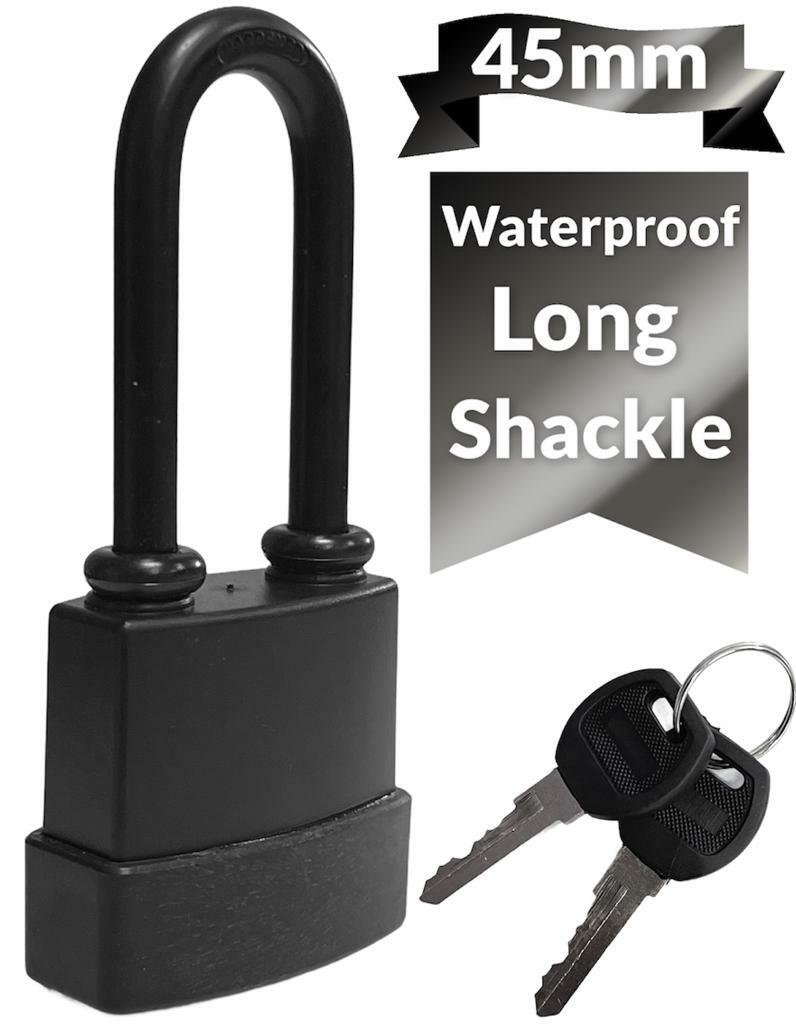 45MM Long Shackle HEAVY DUTY WATERPROOF STEEL OUTDOOR SECURITY PADLOCK LOCK 2Key