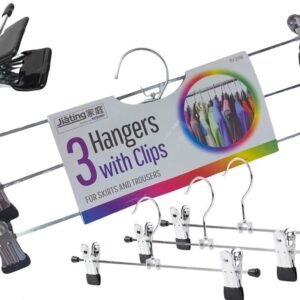 Metal Clip Coat Hangers Clothes Closet Pant Trouser Skirt Non-slip Racks 3 Pack