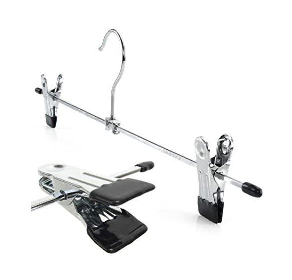 Metal Clip Coat Hangers Clothes Closet Pant Trouser Skirt Non-slip Racks 3 Pack
