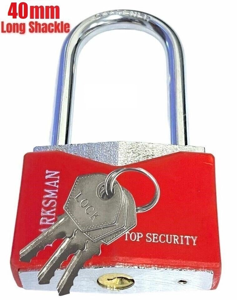 Long Shackle Padlock Steel 40mm Outdoor Safety Lock with Security 3 Keys Locker