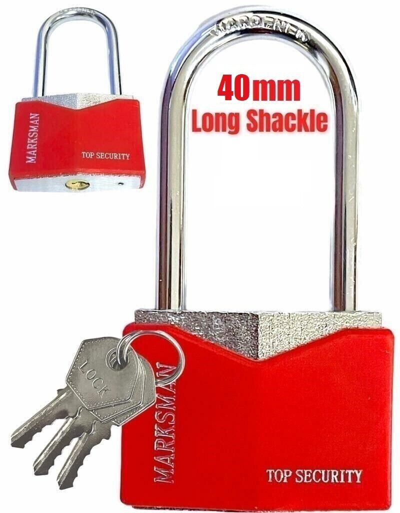 Long Shackle Padlock Steel 40mm Outdoor Safety Lock with Security 3 Keys Locker