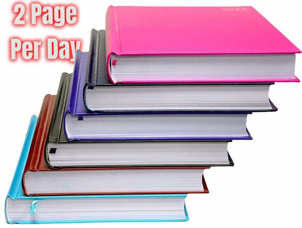2026 A4 Hardcover 2 Pages Per Day Diary Classic Planner Appointment Office Desk