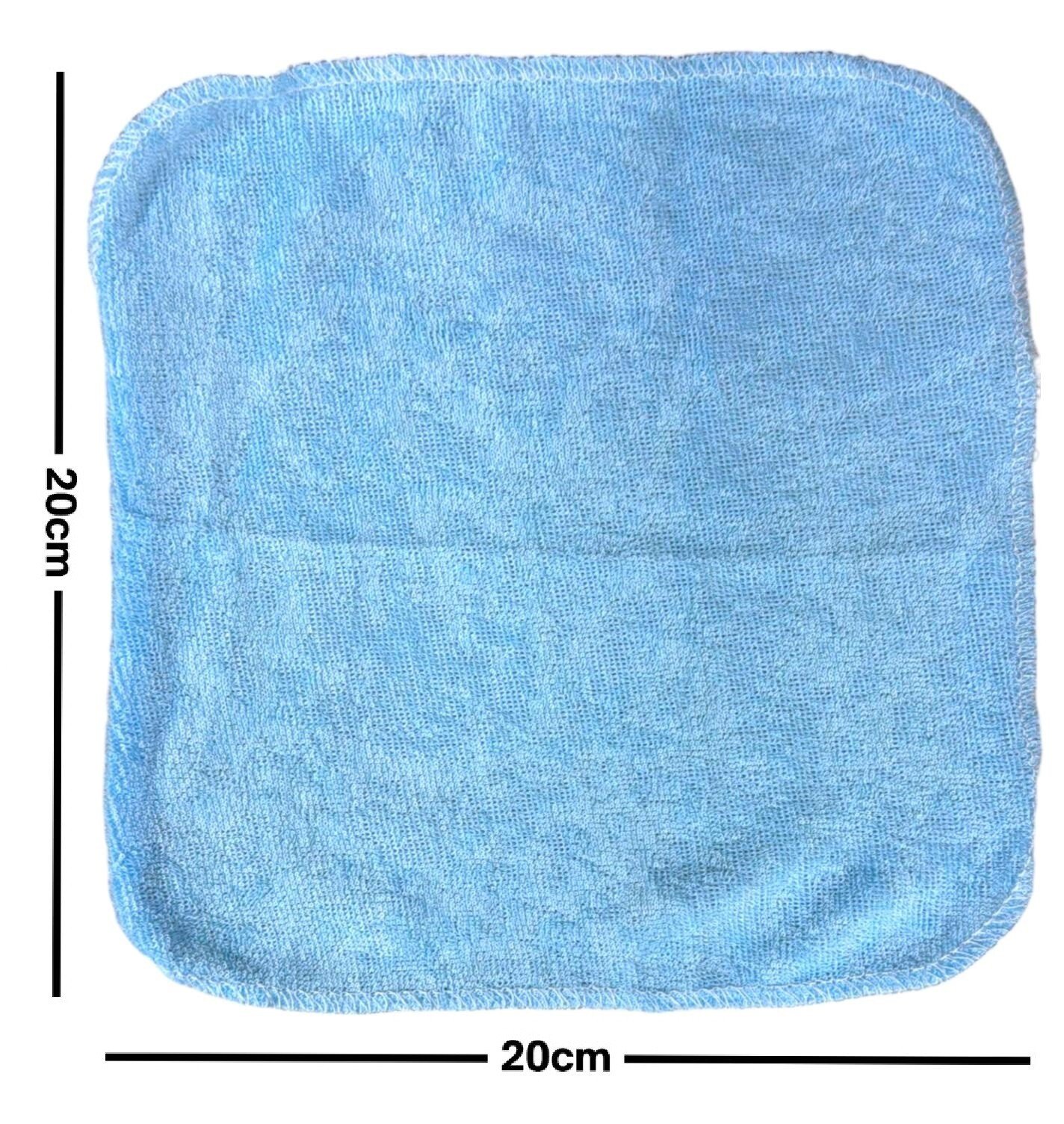 Pack Of 6 BLUE Soft Baby Face Wash Cloths Towel Flannel Machine Wash 0 Months +