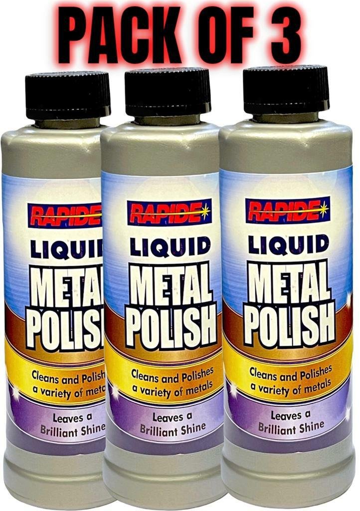 3 x Rapide Liquid Metal Polish For Brass Copper Stainless Steel & Pewter - 250ml